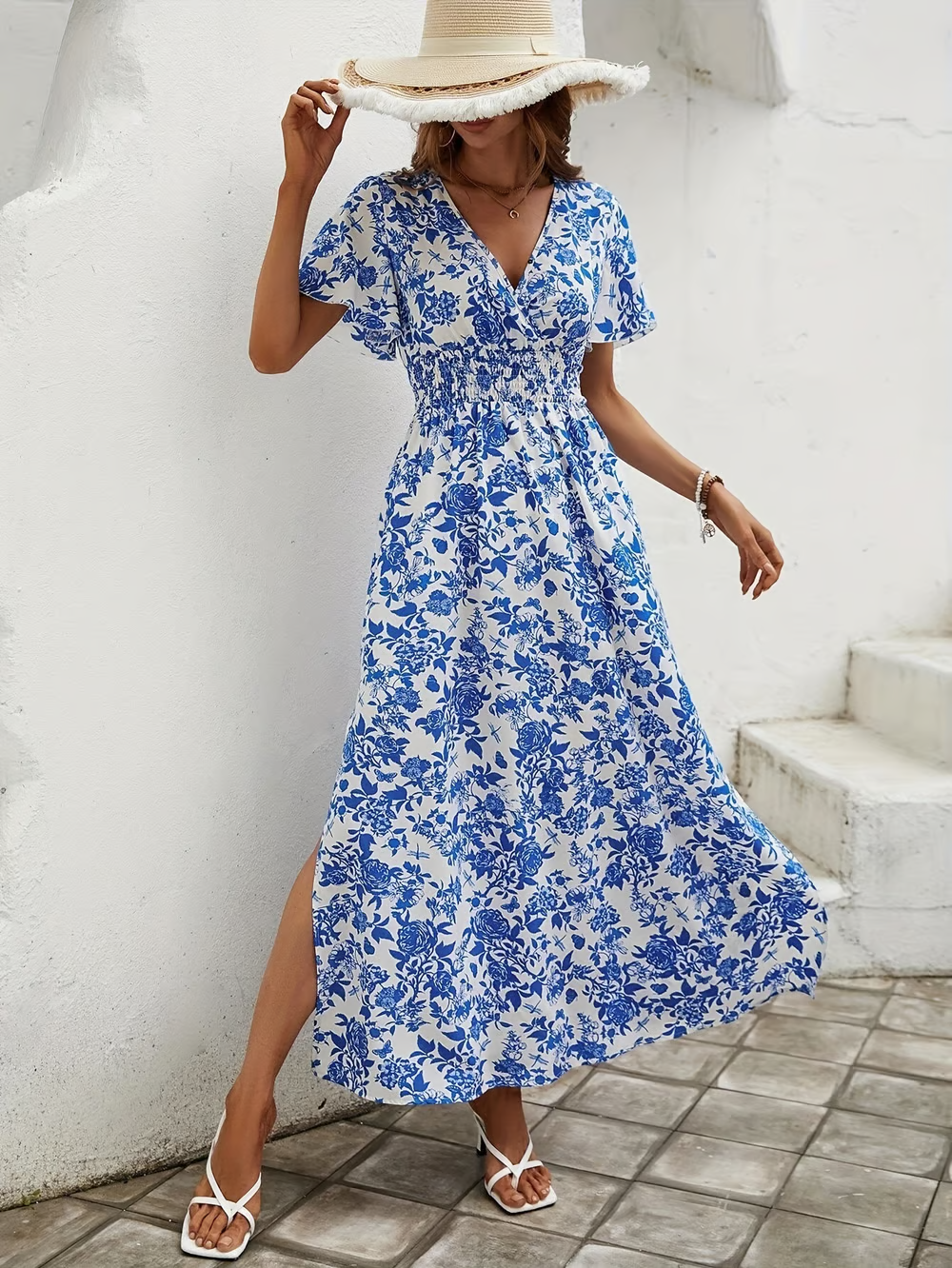 Women's Bohemian V-Neck Beach Dress