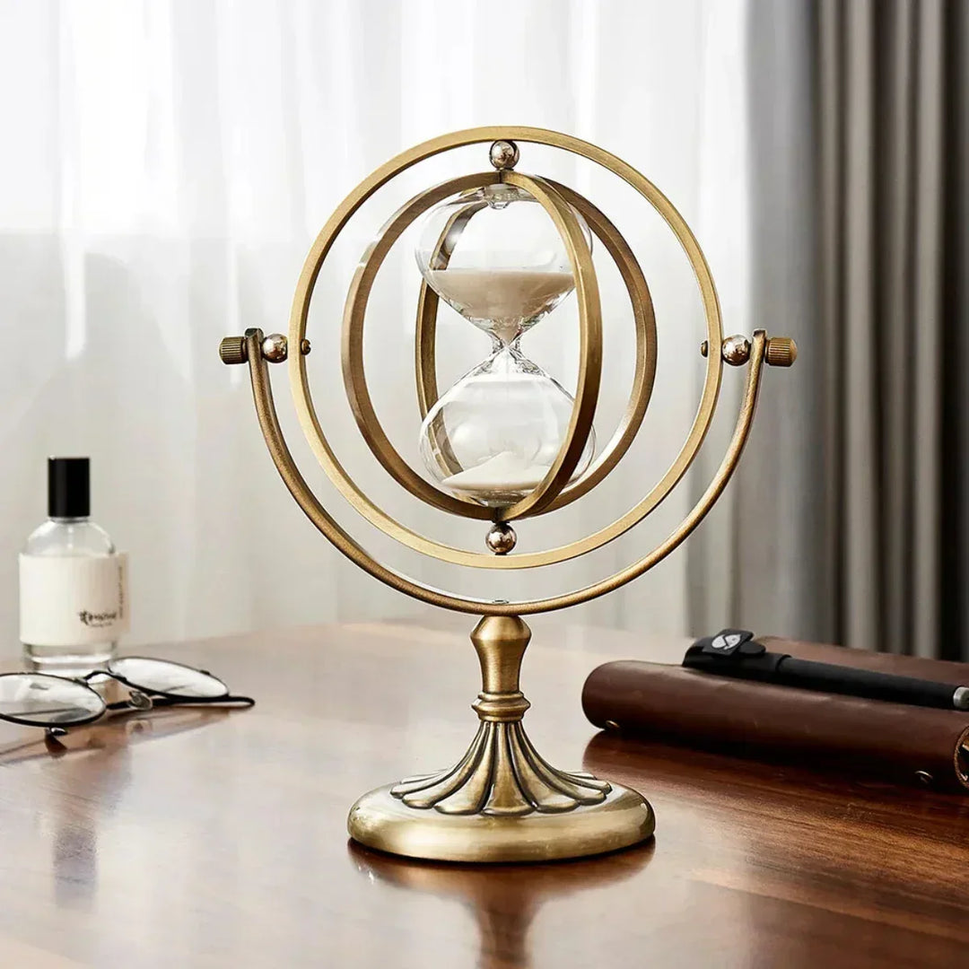 Unique metal frame hourglass, a functional & aesthetic sand timer for modern home decor.