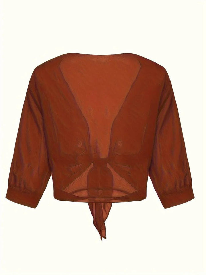 Women's Sheer Chiffon Tie Front Crop Cardigan
