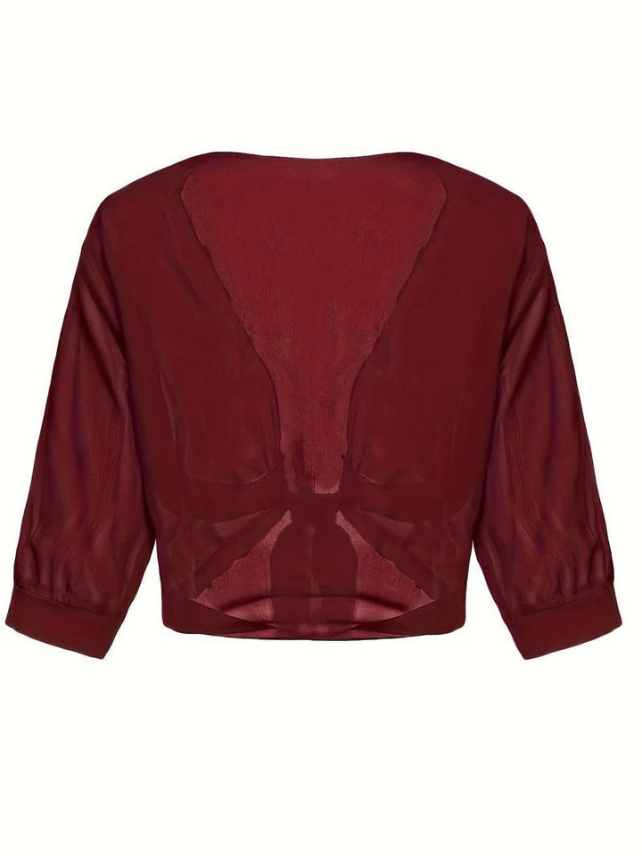 Women's Sheer Chiffon Tie Front Crop Cardigan