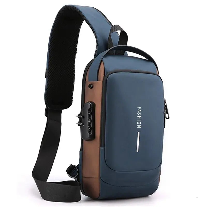 Unisex secure travel chest bag. Anti-theft sling pack for discreet data protection.