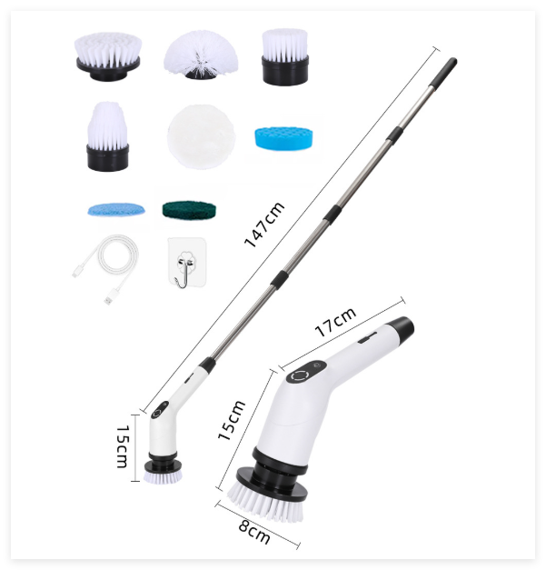 Effortless deep cleaning with this universal cordless electric scrubber. Essential household tool for various tasks.
