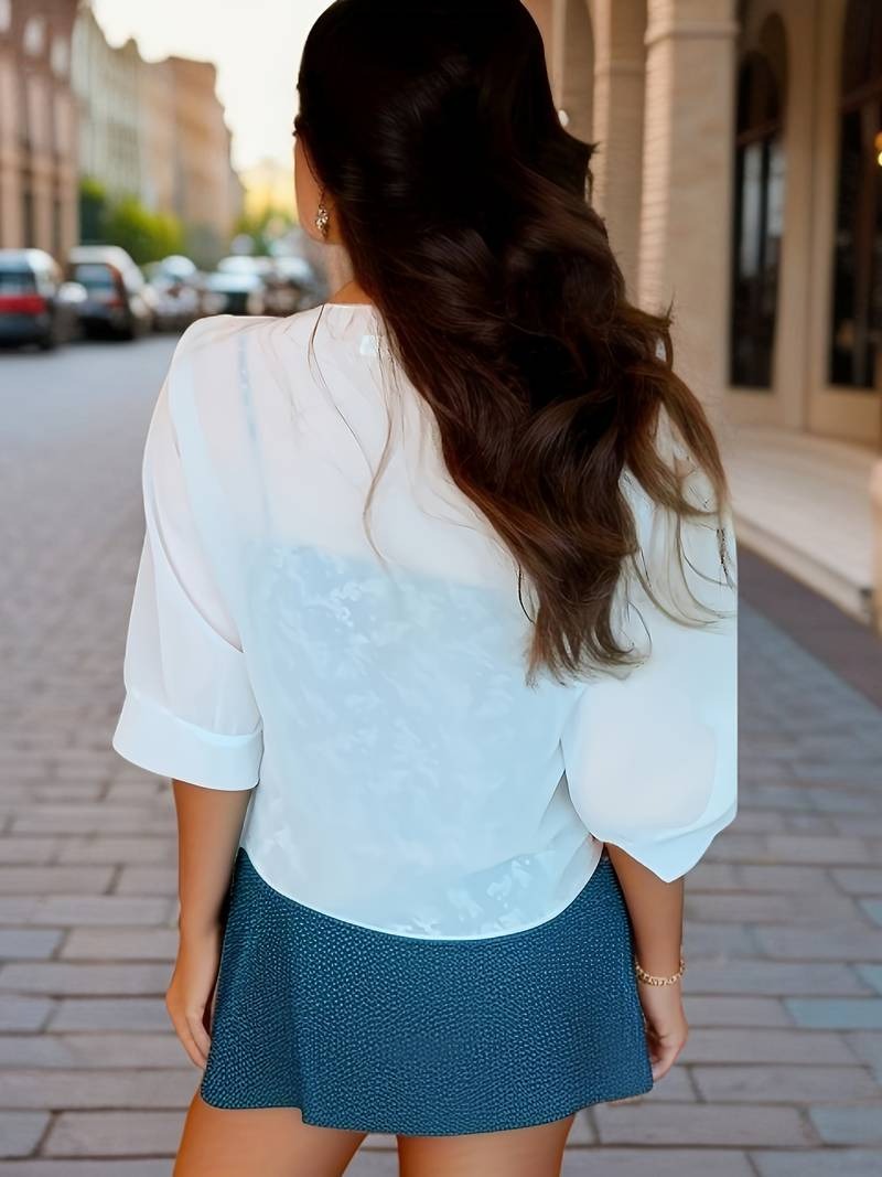 Women's Sheer Chiffon Tie Front Crop Cardigan