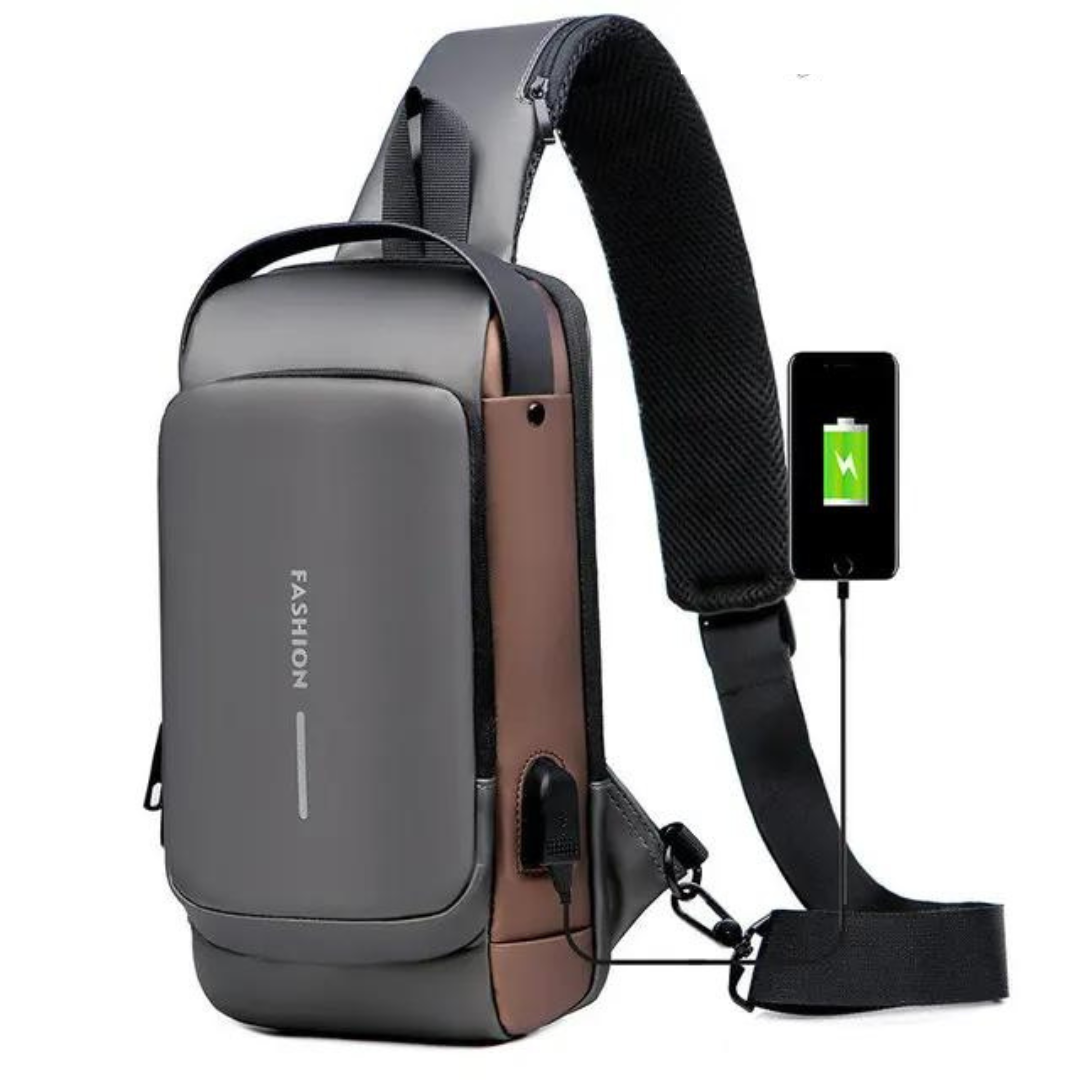 Unisex anti-pickpocket chest bag. Secure travel fanny pack with RFID data protection.
