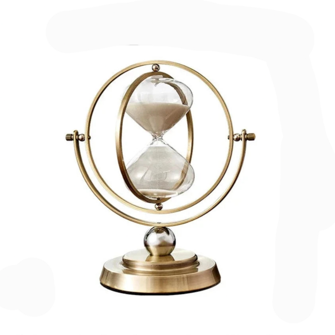 Metal frame hourglass, a stunning decorative object and sand timer, ideal thoughtful gift.