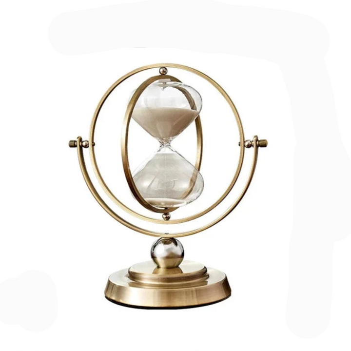 Metal frame hourglass, a stunning decorative object and sand timer, ideal thoughtful gift.