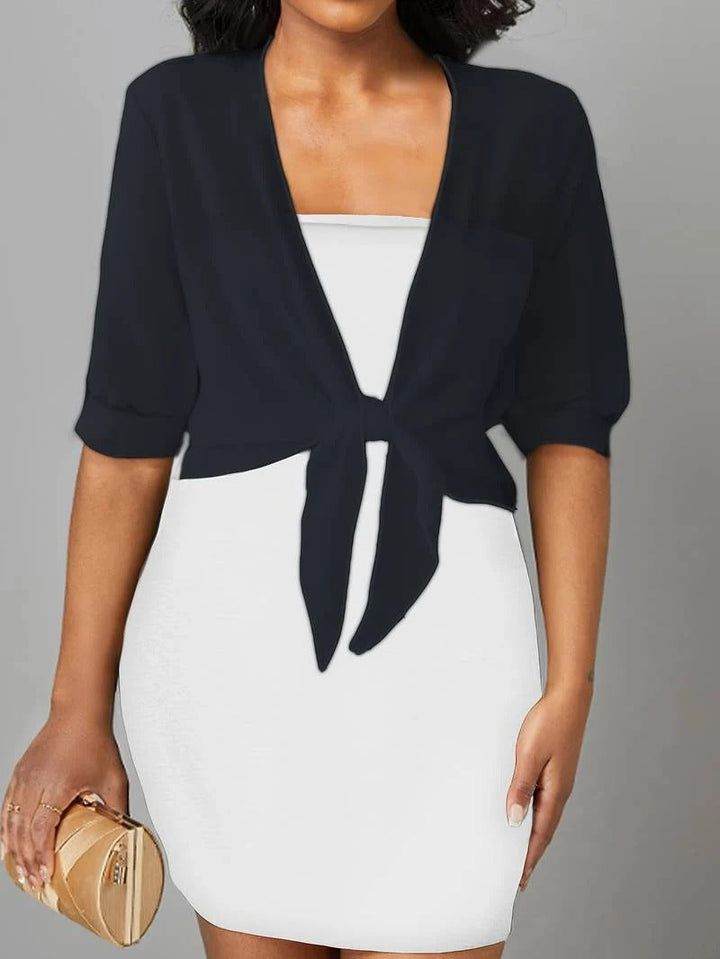 Women's Sheer Chiffon Tie Front Crop Cardigan