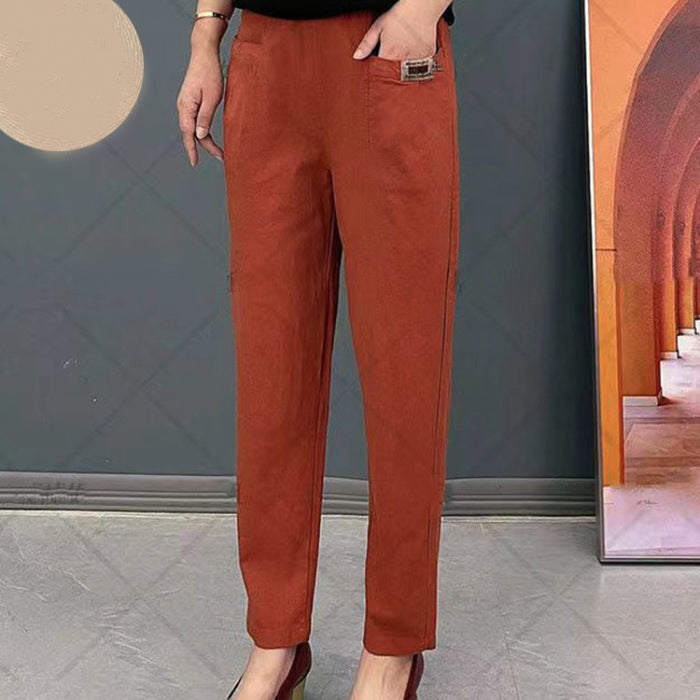 Fashionable women's relaxed fit straight leg pants, perfect for versatile casual wear.