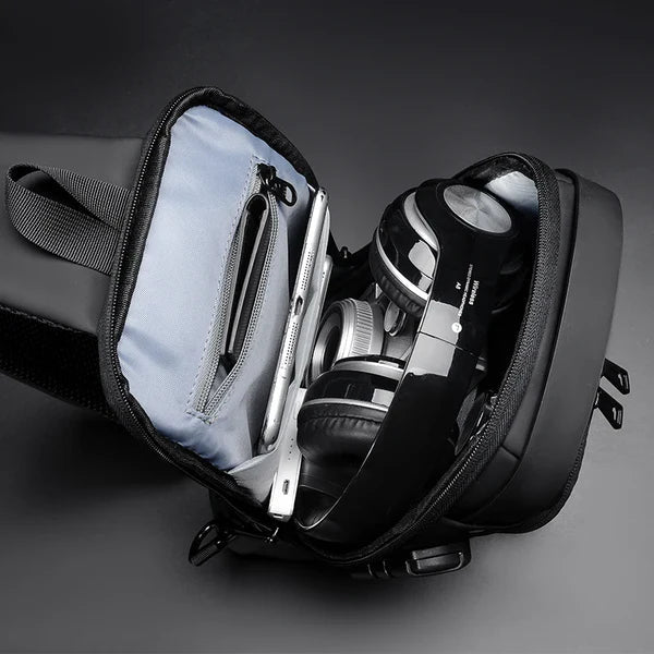 Unisex anti-theft organizer chest bag. Secure travel sling with data & pickpocket protection.