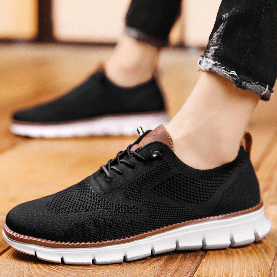 Shock-absorbing men's orthopedic footwear, cushioned for all-day support.