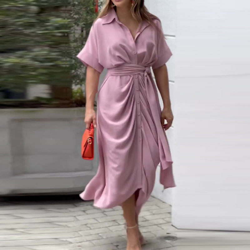 Stylish pink Timeless Elegance fitted dress for women. Sophisticated and versatile fashion, perfect day-to-night.