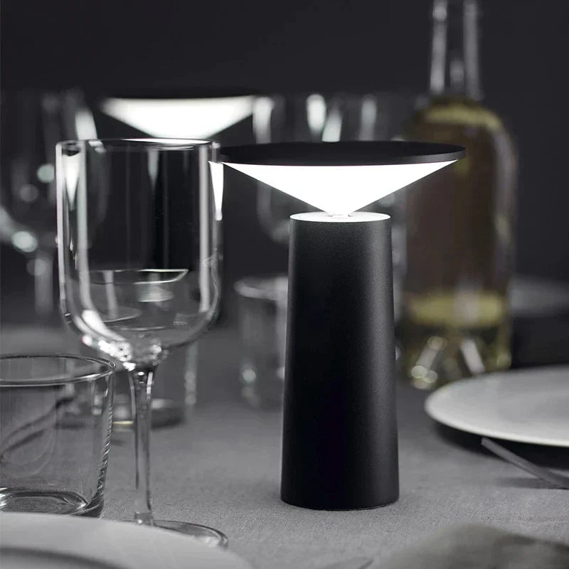 Modern LED table lamp, dimmable, flexible gooseneck for desk or ambient light.