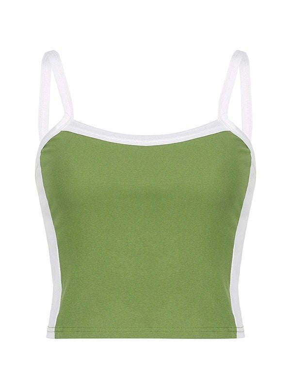 Stylish women's contrast cami with square neck. Ideal slim fit summer top for vacations and casual warm weather.