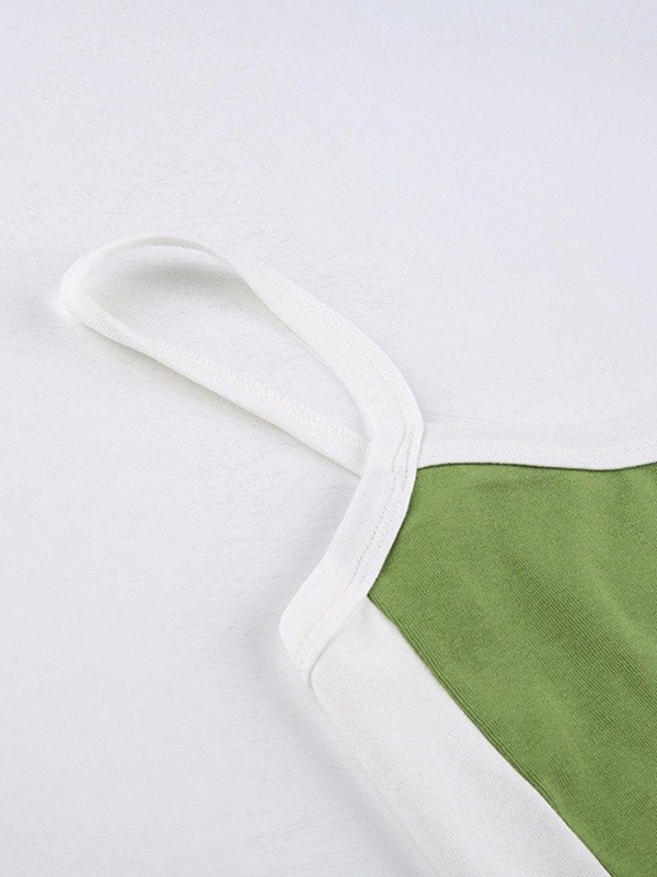 Retro style women's contrast cami top. Perfect slim fit summer fashion for warm days, casual or vacation wear.