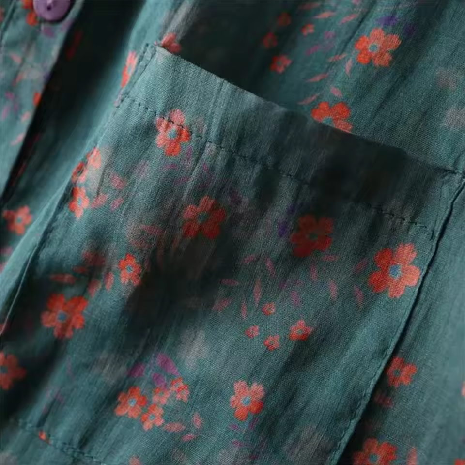 Annette Floral Half-Placket Shirt