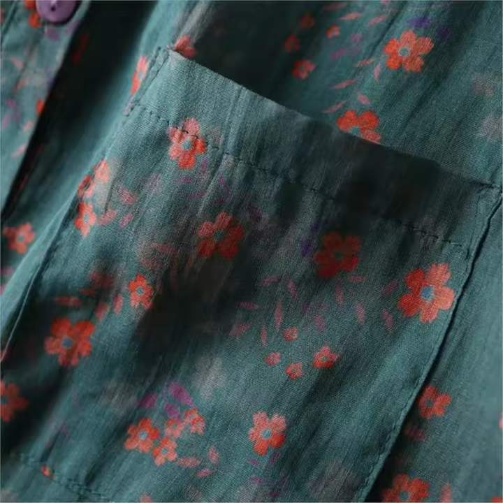 Annette Floral Half-Placket Shirt