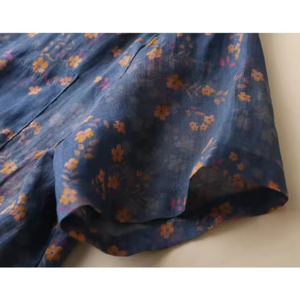 Annette Floral Half-Placket Shirt
