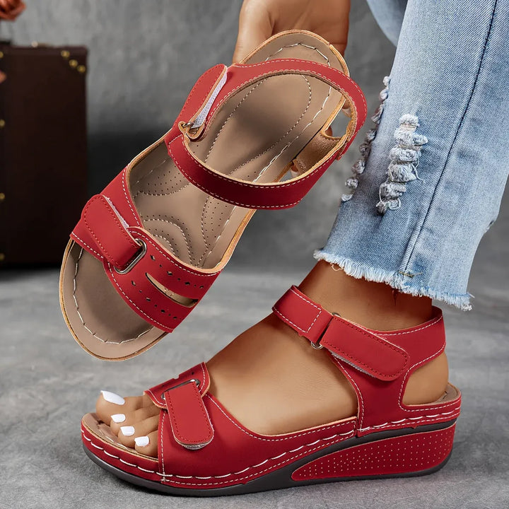 Comfortable women's orthopedic strap sandals with arch support for all-day walking & foot health.