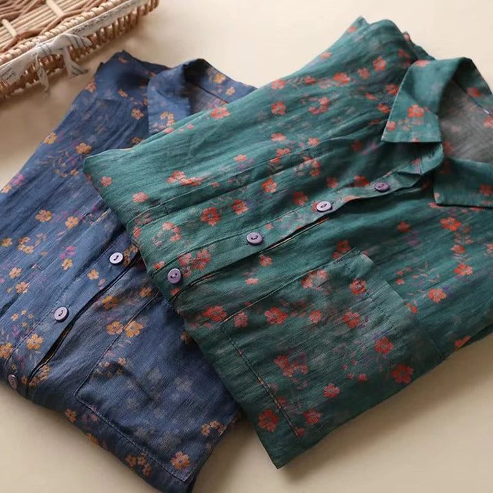 Annette Floral Half-Placket Shirt