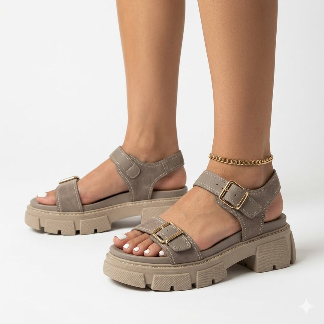 Women's refined chunky platform sandals with adjustable buckles, perfect for summer fashion and elevated casual wear.