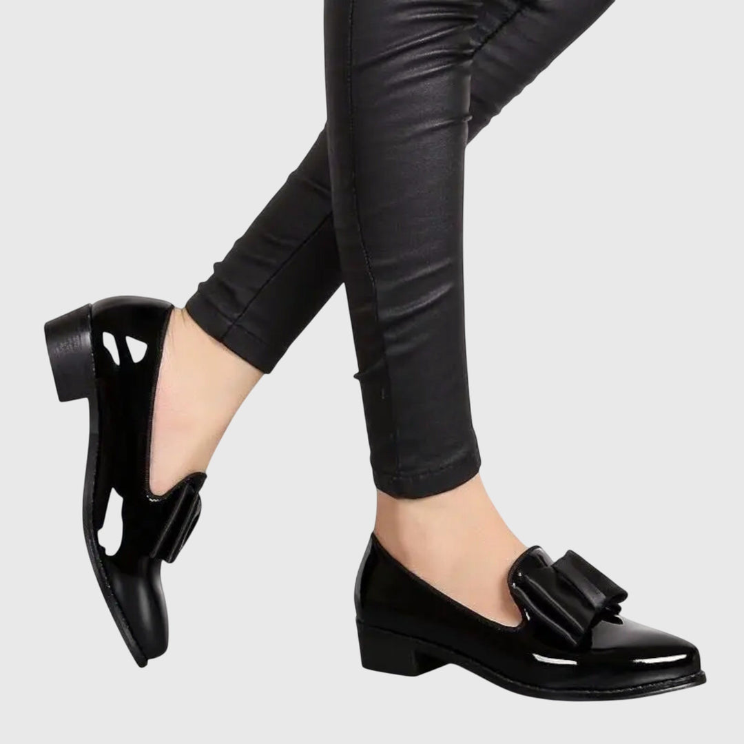 Imogen | Women's Bow Pointed Loafers - Burgundy - Image 10