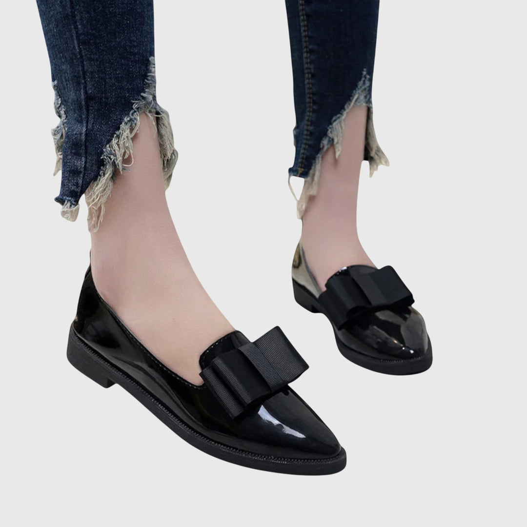Imogen | Women's Bow Pointed Loafers - Burgundy - Image 3