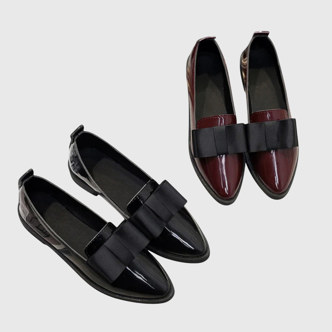Imogen | Women's Bow Pointed Loafers - Burgundy - Image 5