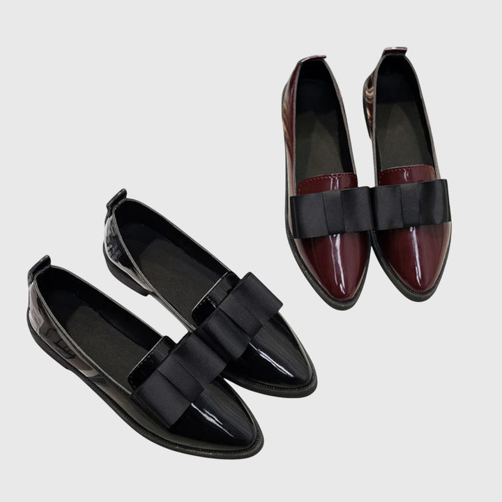 Imogen | Women's Bow Pointed Loafers - Burgundy - Image 5