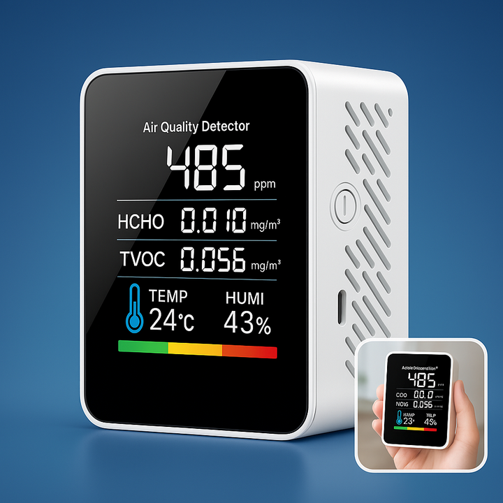 Advanced real-time indoor CO2 monitor instantly alerting users to poor air quality.
