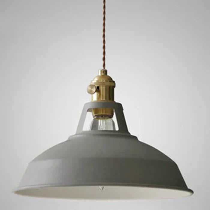 Industrial retro pendant light with iron finish for dining room decor.