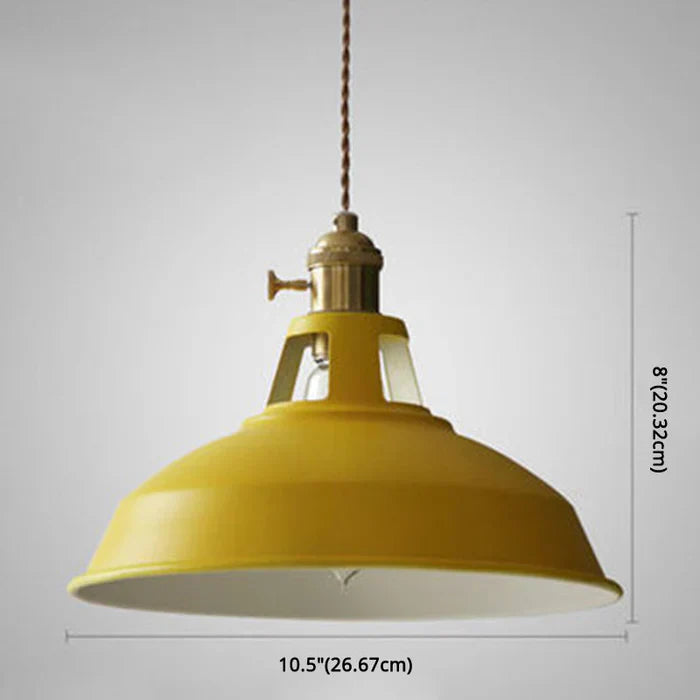 Vintage-inspired metal pendant light, suitable for various interior designs.