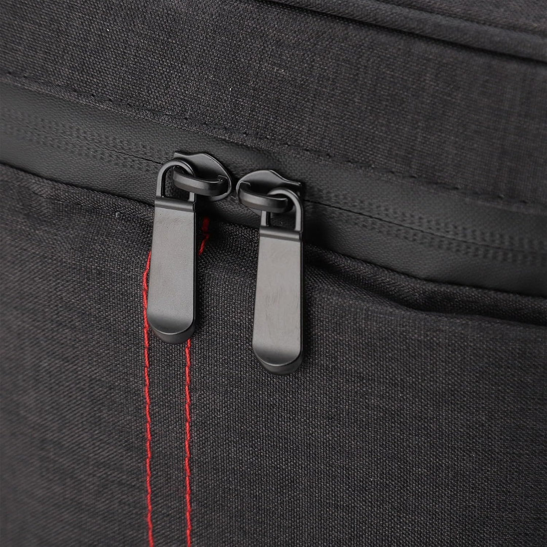Black insulated two-bottle wine carrier tote bag with an adjustable strap, great for outdoor adventures.