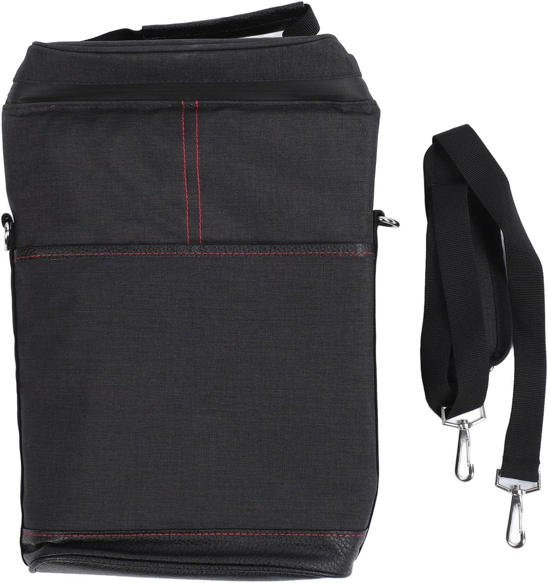 Compact insulated wine travel bag, securely holding two bottles with its convenient adjustable strap.