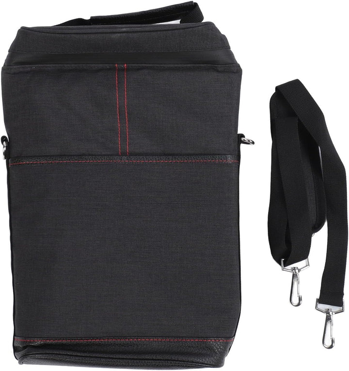 Compact insulated wine travel bag, securely holding two bottles with its convenient adjustable strap.