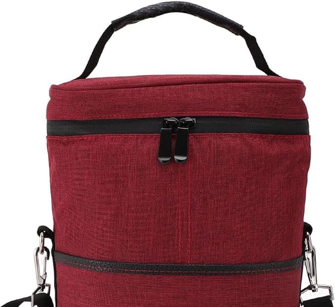 Portable two-bottle wine tote with adjustable strap, keeping your favorite wines chilled for travel.