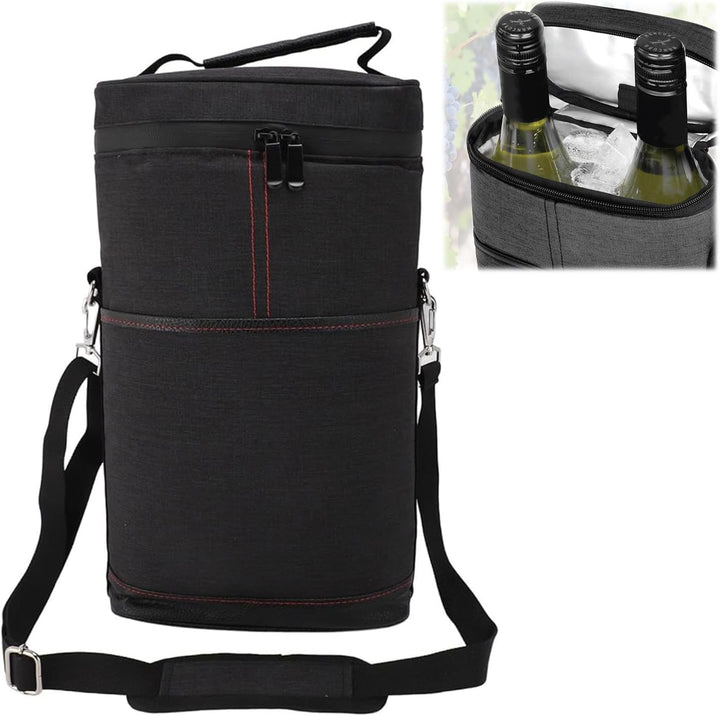 Chic insulated wine cooler bag for two bottles, ensuring your wine stays cool on the go.