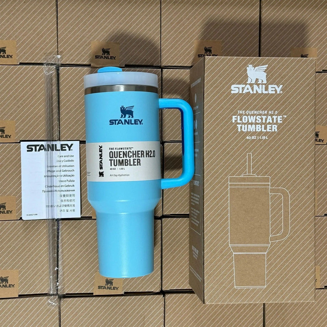 Premium 40oz stainless steel travel mug with handle, straw, & leak-proof lid.