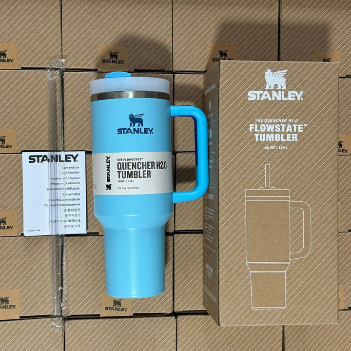 Premium 40oz stainless steel travel mug with handle, straw, & leak-proof lid.