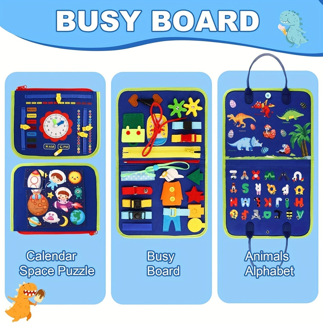 Portable 25-in-1 sensory toy for kids. Develops fine motor skills, problem-solving, and educational play.