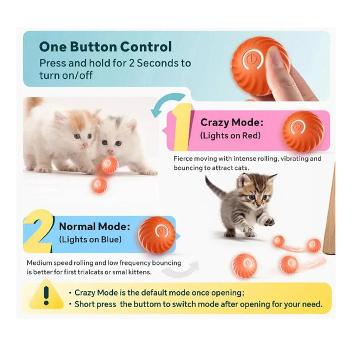 Puppy & kitten interactive automatic ball toy for mental stimulation & fun.