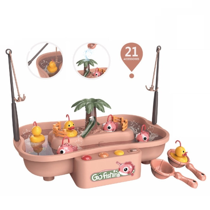 Toddler interactive water fishing game with cute ducks, ideal for developing fine motor skills & indoor/outdoor fun.