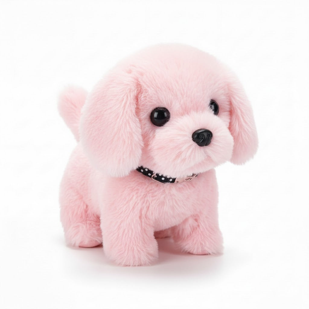 Talking plush dog toy that barks and walks, providing hours of fun.