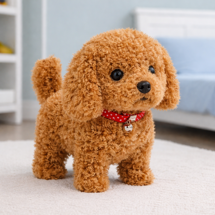 Cute robot dog toy with soft plush fur, perfect gift for kids