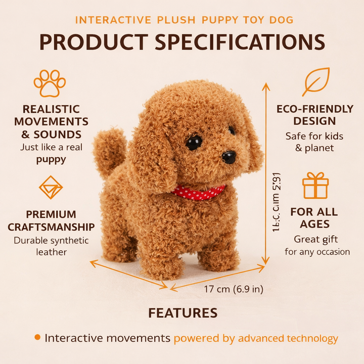Educational electronic pet toy: plush robot puppy for imaginative play