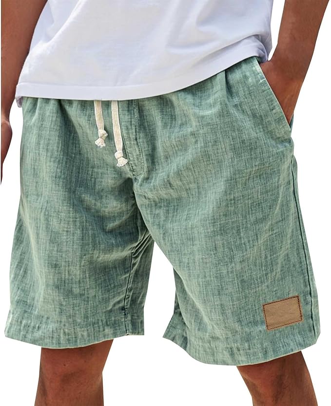 Comfortable men's relaxed linen shorts, ideal for beachwear, travel, or everyday casual style.