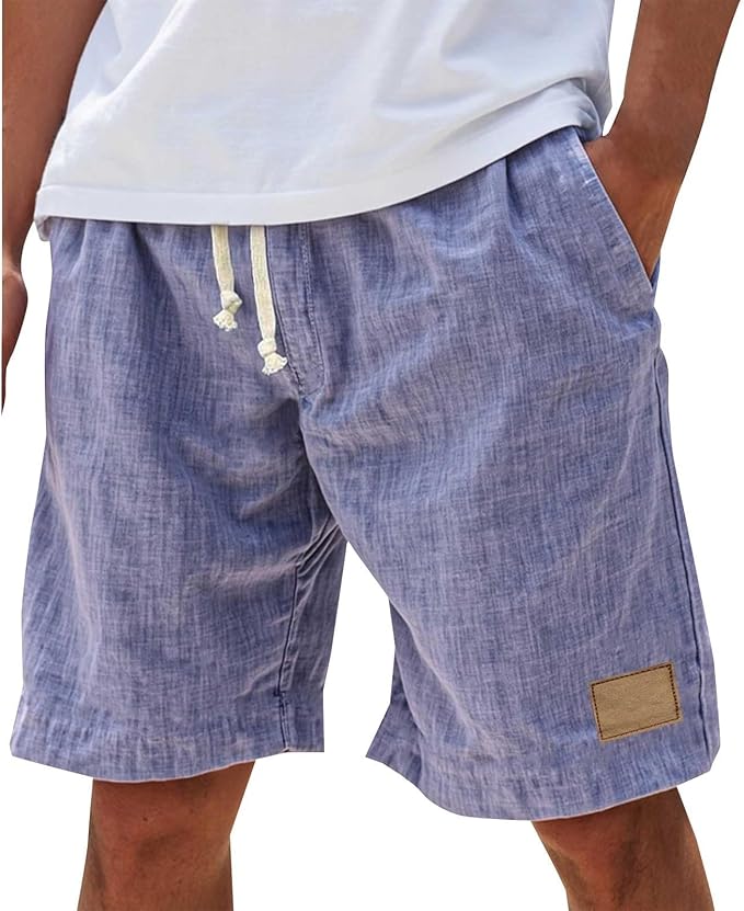Everyday men's relaxed linen shorts with drawstring, offering a comfortable and stylish summer look.