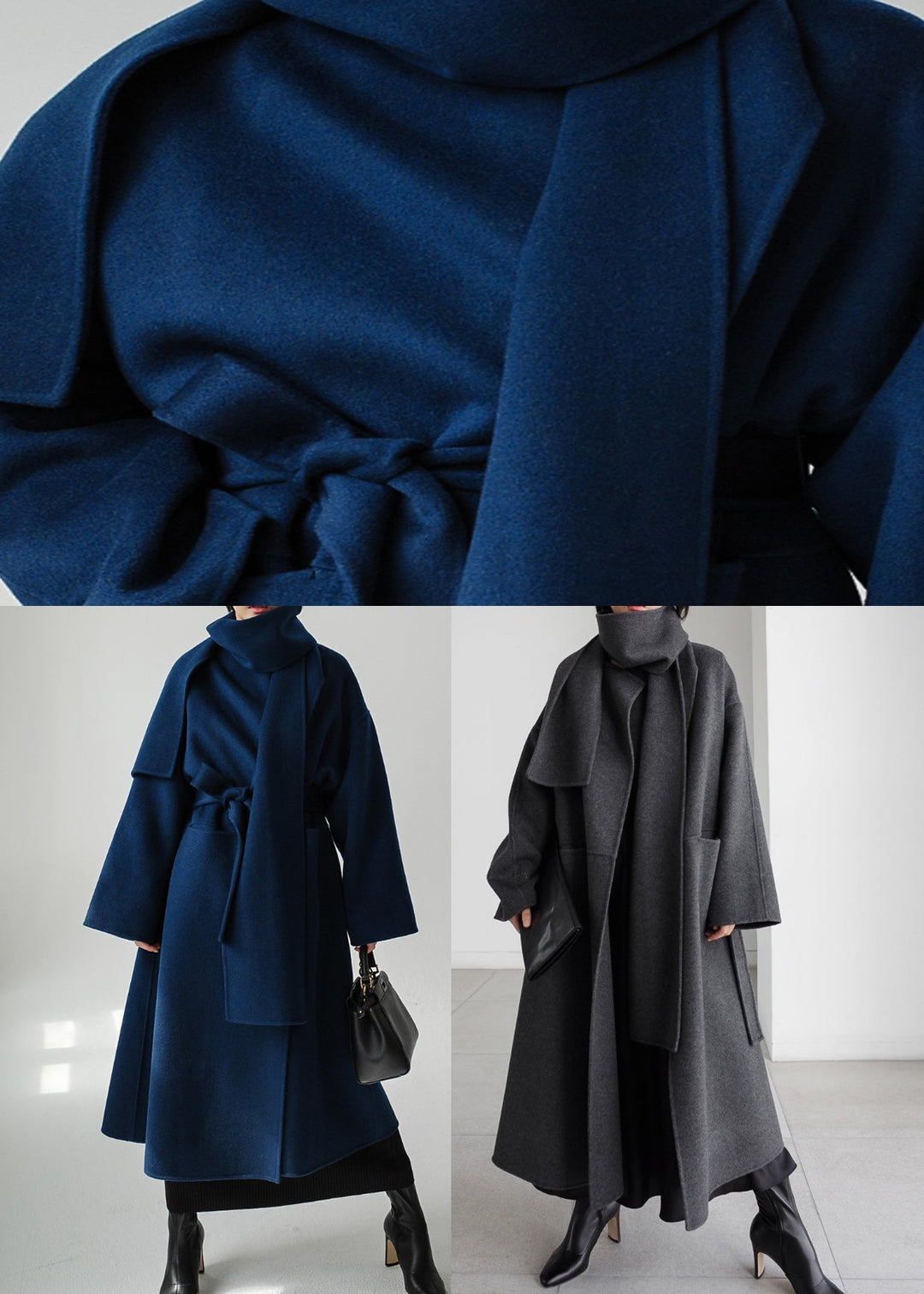 Isabelle tailored women's wool coat, elegant blue winter outerwear, a warm long jacket for sophisticated style.