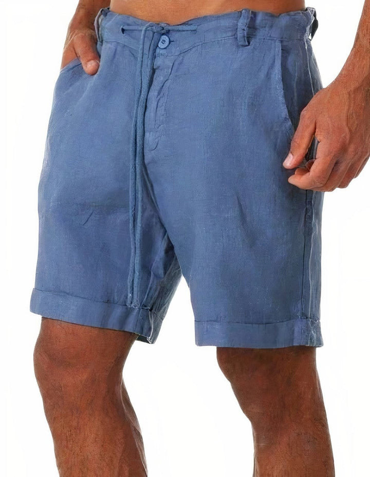 Comfortable men's summer drawstring shorts for daily wear, warm weather, & beach trips. Effortless style.