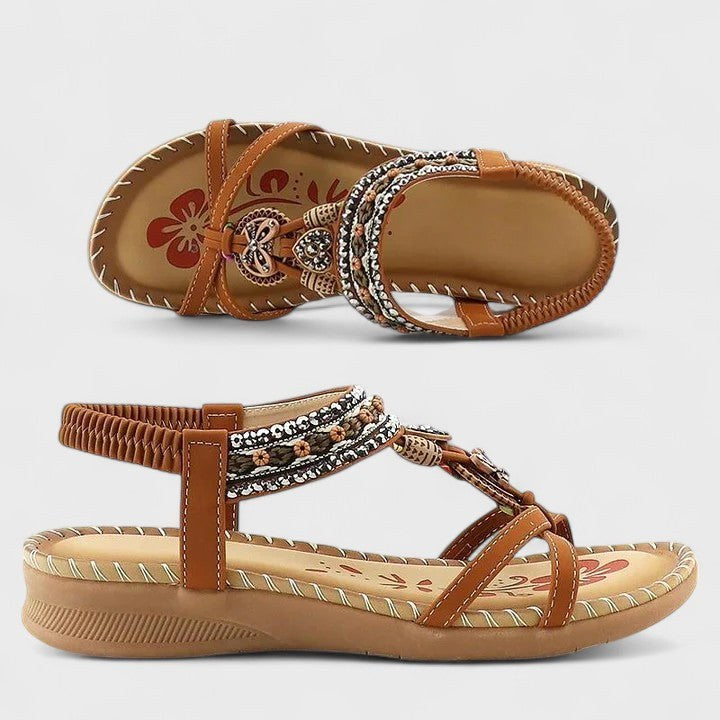 Everyday comfort women's T-strap sandals. Orthopedic design with arch & ankle support for summer.