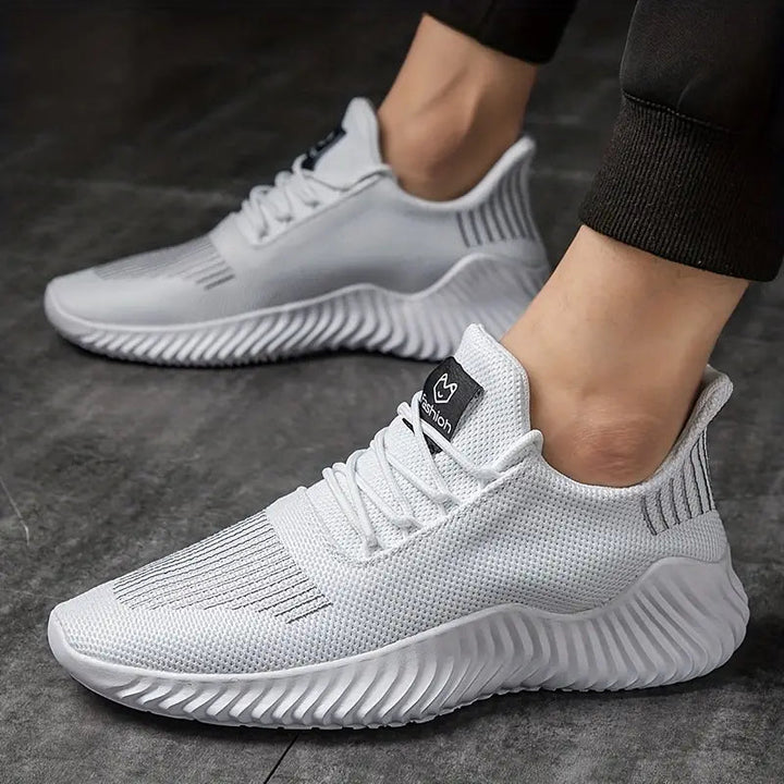 Men's grey lightweight lace-up orthopedic sneakers, providing excellent support for casual and active wear.
